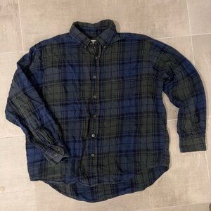 Men's Blue and Green Plaid Shirt